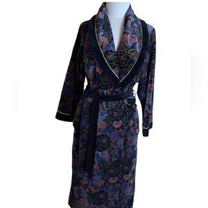 Vintage Diamond Tea Velvet Luxury Velour Long Maxi House Coat Robe Gown Size M